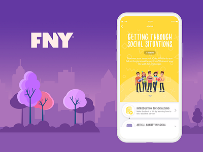 FNY Course page header app design branding product ui ux