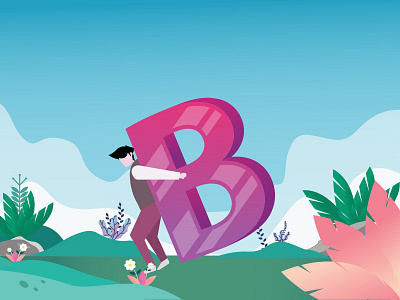 illustration B ,for initial "B" dribbble