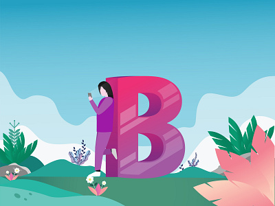 illustration B ,for initial "B" dribbble