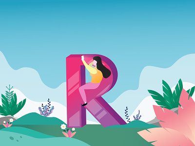 illustration R ,for initial "R" dribbble