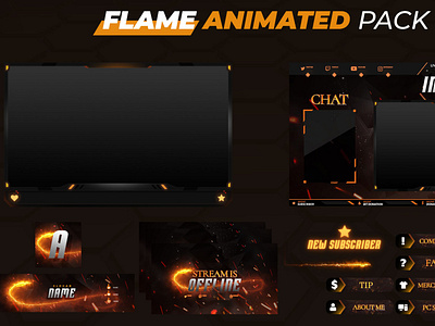 Flame Animated Stream overlay pack for twitch