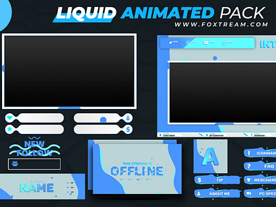 Liquid Animated Stream overlay pack for twitch