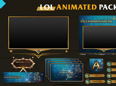 League of legends Animated Stream overlay pack for twitch esports graphics