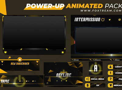 Yellow Animated Stream overlay pack for twitch esports graphics