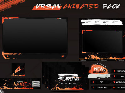 Urban Animated Stream overlay pack for twitch esports graphics