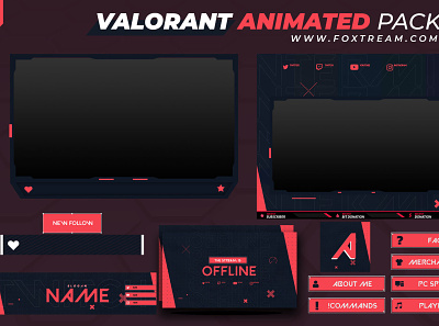 Valorant Animated Stream overlay pack for twitch esports graphics