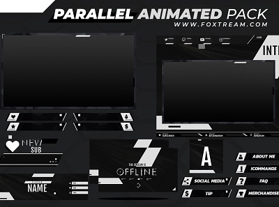 Parallel Animated Stream overlay pack for twitch esports graphics