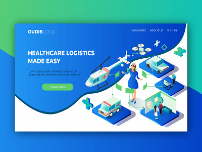 Isometric Illustration Header For Health Care Logistics design header header illustration health health care healthcare illustration isometric isometric design isometric illustration medical web header website header