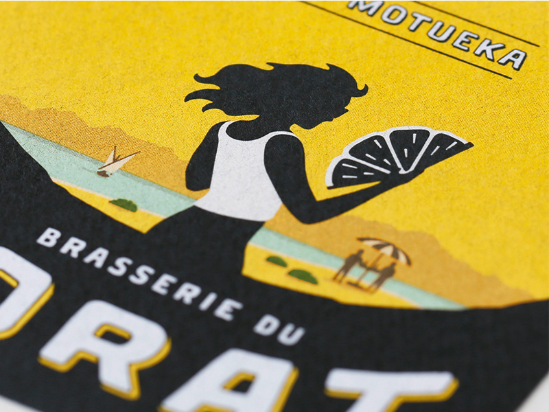 Label "La Motueka" - Brasserie du Jorat label illustration art direction beer branding graphic design