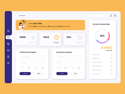 Minimal dashboard design adobe illustrator dashboard invoice management web