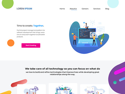 software development company website adobe photoshop illustration landing page design