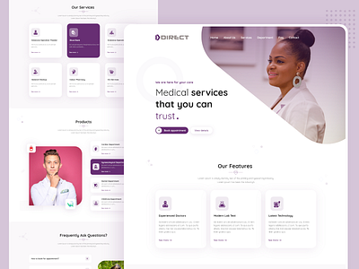 Direct - Landing Page Design clinic directory landingpage medical medicine uidesign uiux web website