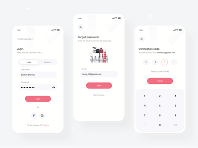 Login And Forgot password Screens app design ux