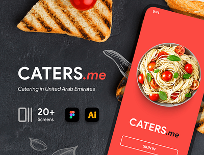 Caters.me App UI (iOS) application catering caters cook eat figma food interface ios iphone app uae ui