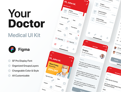 Your Doctor UI Kit android clinic design doctor figma health app healthcare interface ios medical app ui uikit