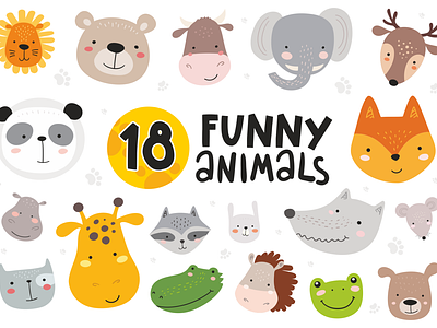 18 Animal Faces + 10 Patterns