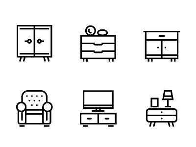 Furniture, Decor, Interior Vector Simple Icons