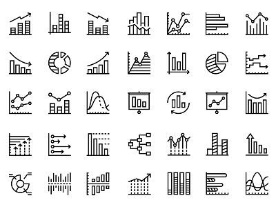 45 Data analysis, chart, diagram icons