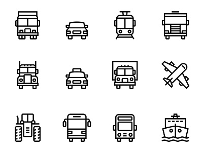 28 Transport, Vehicle, Truck and Car Simple Icons