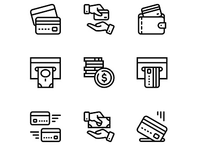 Payment, money, finance, card and cash icons