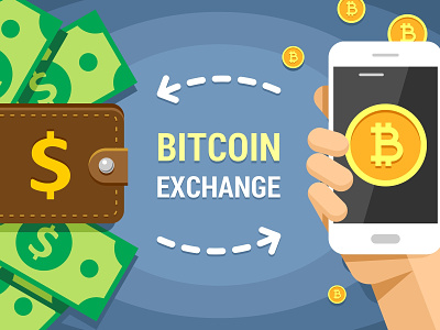 Vector Illustration of Cryptocurrency Bitcoin Exchanging
