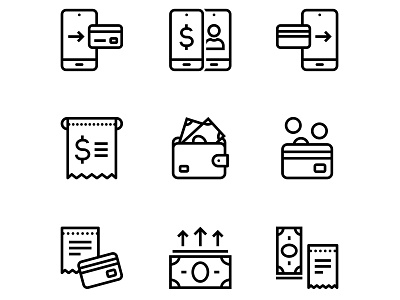 Payment, money, finance, card and cash icons set 2