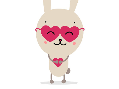 Cute bunny in glasses with red heart bunny couple cute funny glasses greetingcard heart illustration love rabbit relationship smile vector