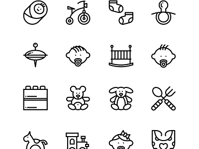 Baby, Care, Toys Icons Set 2