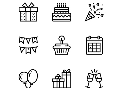Birthday, Event, Celebration Icons Set 1