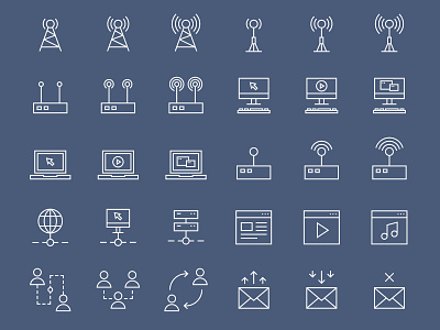42 Simple Line Internet Icons