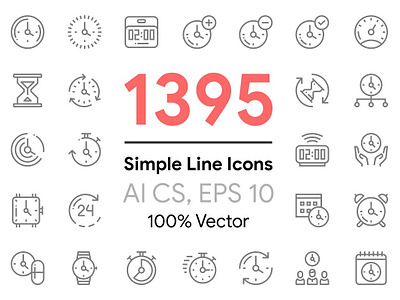 1395 Simple Line Icons Pack