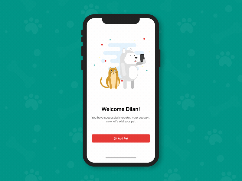 Meet My Pet - Welcome Screen animation cat dog onboarding pets ui welcome