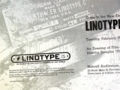 Linotype the Film Screening Poster linotype typography