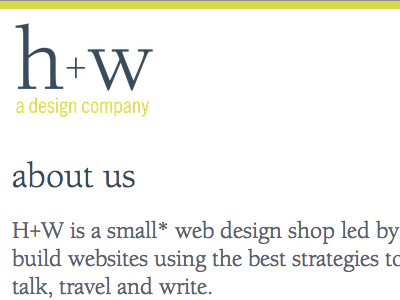 h+w design - new site design logo typography website