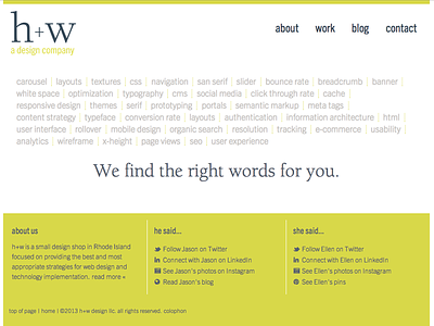 h+w design home page berkeley trade gothic typography website