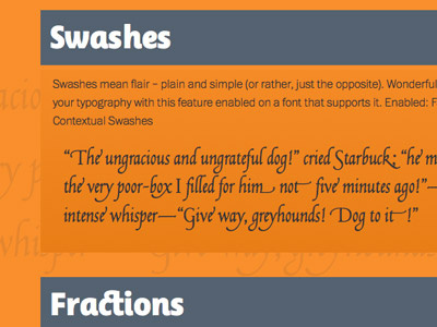 Open Type Features Demo ligatures swashes typography web fonts