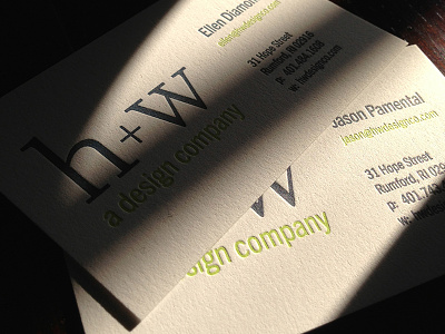 Letterpress Cards for H+W business card letterpress logo typography