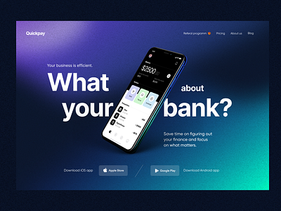 Quickpay: Hero exploration branding finance fintech landing page main payments product design web