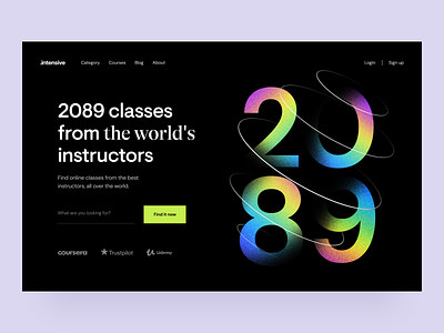 Intensive: Header exploration courses e learning edtech education hero section identity design landing page lessons online education teach visual identity web