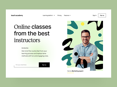 teach.academy: landing page branding e-learning edtech hero page identity design landing page visual design website