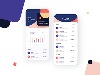 Banking: Statistics, Transactions account app bank banking app finance fintech mobile payment spendings statistics ui ux wallet