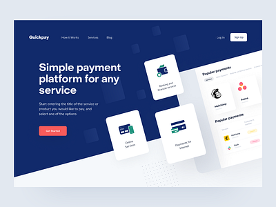 Quickpay: Hero section app dashboard e finance finance financial services fintech landing page lend lending main online service online wallet payments product product page saas transactions web