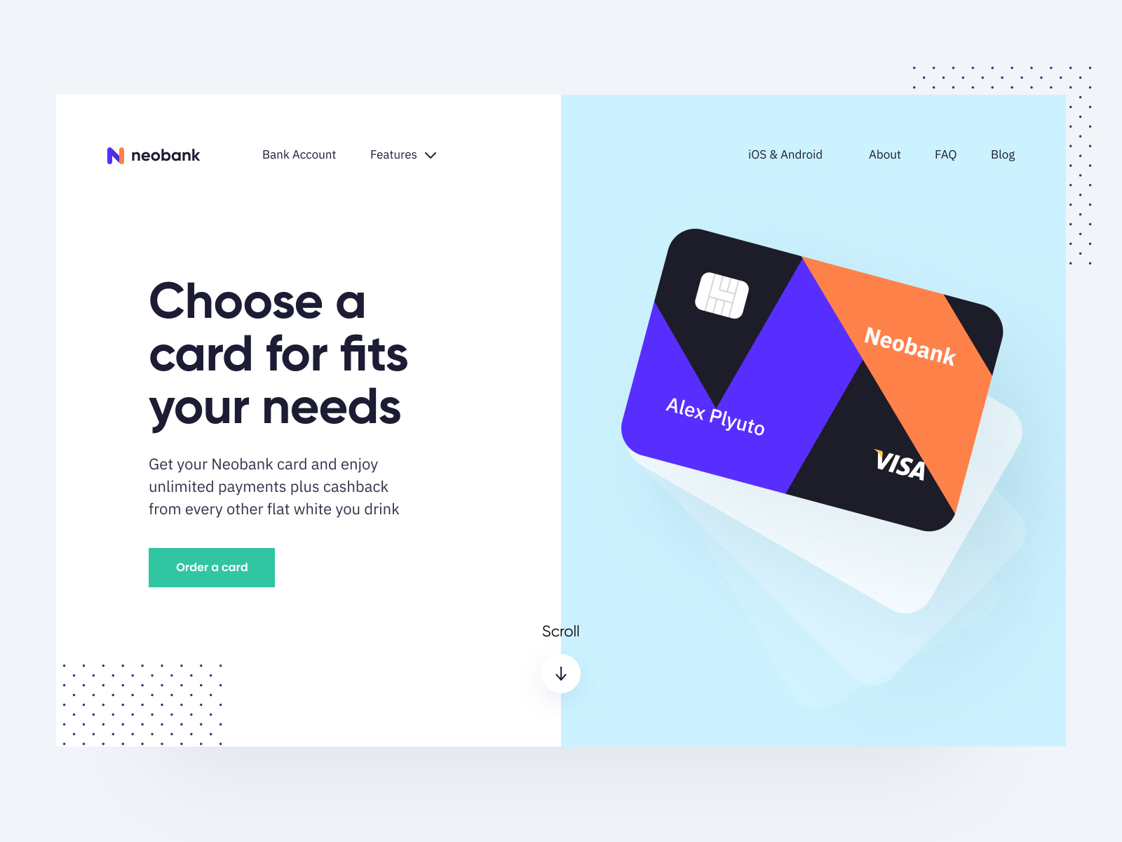 Neobank: Hero section by Vadym Drut for heartbeat on Dribbble