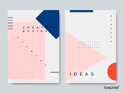 Set of minimal Memphis start-up business poster vector