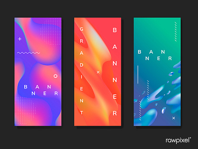 Colorful fluid gradient banner vector set 3d abstract background banner collection colorful design digital drop elements flow fluid flyer free futuristic geometric gradient illustration vector