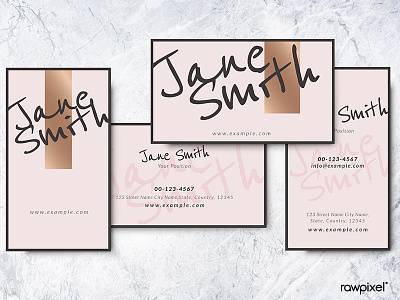 Pink business card template vector branding business card design feminine pink set template typography