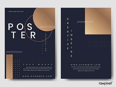 Navy blue poster template vector set