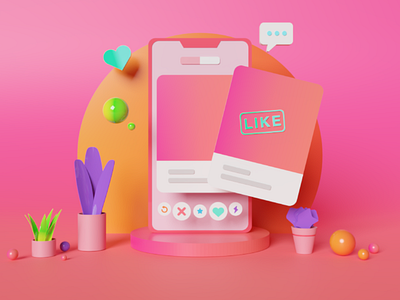 Tinder app 3D illustration