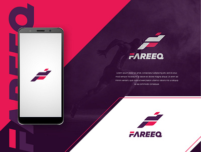 Fareeq app athlete bold creative fast fitness icon initial logo minimal sports