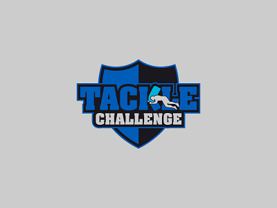 Tackle Challange athlete blue football jump logo shield sports tackle training